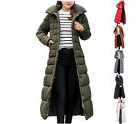 Long Puffer Coats for Women Cotton Jacket Parka Quilted Jacket Womens Winter Warm Maxi Down Jackets Full Zip Up Windproof Outerwear with Pockets Quilted Comfort Trendy Coat