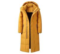 Long Puffer Jacket for Men Waterproof Heavy Warm Winter Coat Hooded Quilted Parka Insulated Mens Long Jacket for Cold