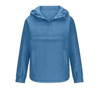 Long Puffer Jacket Pullover for Girls Hooded Quilted Winter Windproof Warm Padded Down Coat Kids 2025 Fahsion Outerwear (Blue, 4-5 Years)