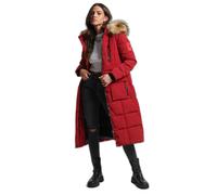 Long Puffer Jacket with faux fur trim Superdry Everest Rouge S