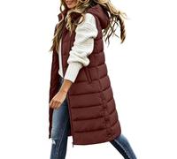 Long Puffer Vest For Women Full Zip Qulited Gilet Hooded Padded Coats | Ladies Longline Sleeveless Warm Quilted Vest Jackets Puffy Waistcoat Fall Winter Bodywarmer Casual Outerwear With Pockets