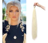 Long Purple Braiding Hair Extensions, Ponytail Extension with Elastic Tie, Synthetic Braided Extensions Gradient Colour(Style 1)