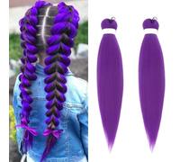 Long Purple Braiding Hair, Pre Stretched Synthetic Braiding Hair Extensions for Braids, Purple Braiding Hair Accessories for Stage Party Halloween Costume Cosplay (2PC)