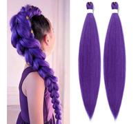 Long Purple Hair Extensions Braiding Hair Pre stretched Synthetic for Braids, Texture Purple Hair Extensions for Stage Party Halloween Costume Cosplay 30 inch(2PCS)