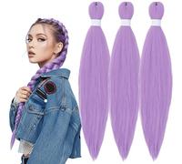 Long Purple Hair Extensions for Braiding, Purple Braiding Hair, 26 Inch Pre Stretched Synthetic Braiding Hairs, Prestretched Braidings Hairs Purples for Costume Cosplay Stage Partiesies,90 g (A, 3PC)