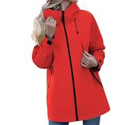 Long Rain Coats For Women Waterproof Solid Color Long Sleeve Ladies Rain Jacket Lightweight Oversized Raincoat With Zipper And Pockets Windproof Warm Hiking Jacket Loose Fit Mac In A Sac Red