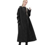 Long Rain Jacket | Waterproof Rain Jacket Long Raincoat, Reusable Windbreaker Packable Trench Coat Outdoor Gear for Women Men Adults Ladies Black