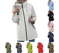 Long Raincoat Women Womens Raincoats Waterproof with Hood Oversize Solid Long Coat Loose Drawstring Full-Zip Hooded Casual Outdoor Raincoat with Rain Jacket Women
