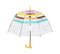 Long Rainwear Print Umbrella for Outdoor Use, Durable with 8 Stick Design for Maximum Coverage, Transparent Cloud Handles, Lightweight Fibre Umbrella (Yellow, 70 x 68 cm)