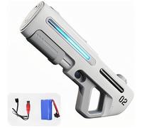 Long-Range Electric Water Blaster with LED for Kids Adults, Electric Water Gun Rechargeable, Powerful Water Gun Up to 6-8M Range, Automatic WaterGun Pistol Toys for Pool Party Beach Outdoor (White)