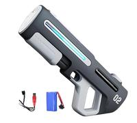 Long-Range Electric Water Blaster with LED for Kids Adults, Powerful Water Gun Up to 20-26FT Range, 300ml High Pressure Automatic Squirt Guns with Automatic Water Suction for Outdoor Party (Grey)