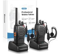 Long Range Walkie Talkies,16-Channel USB Rechargeable Walkie Talkies for Adults & Kids, 2-Way Radio Kit with LED Light, Earpieces and Charger (2 Pack