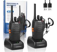 Long Range Walkie Talkies for Adults,16 Channel Two Way Radios with 1500mAh Rechargeable Battery, USB Charging & Earpieces, Supports Hands-Free VOX, LED Flashlight