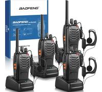 Long Range Walkie Talkies For Adults - 4 Pack of Professional Rechargeable 2-Way Radios 16 Channels with LED Light, Original Earpieces, and VOX Functionality