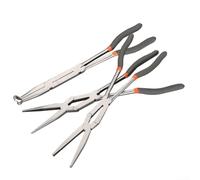 Long Reach Electrical Disconnect Pliers with Double Joint Mechanism, 13-Inch High Carbon Steel Curved Nose Tool for Auto Trim Removal and Hard-to-Reach Areas, Anti-Slip Grip for DIY Car Repair(H)