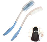 Long Reach Hair Combs, Set of 2, Blue and White