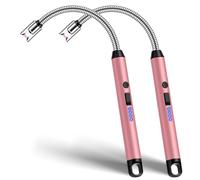 Long Reach Lighter for Scented Candles and BBQ, 2 Pack Electric Rechargeable USB Lighter Windproof and Flameless for Candle, Camping and Fireworks - Gifts for Her/Mom