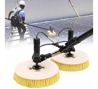 Long Reach Solar Panel Cleaning Brush, 5.5M/18FT Telescopic Water Fed Pole, 11.5FT-24.6FT Range, Dual Head Automatic Window Washing Kit, Lithium Battery Outdoor Washing Device