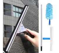 Long Reach Window Cleaning Tool - 35.4ft Extendable Pole for Outdoor Window Washing - Efficient Squeegee for Streak-Free Shine and Easy Access to High Windows