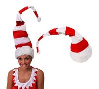 Long Red & White Striped Christmas Santa Hat - Pack of 1 - Long Christmas Hat With Red and White Striped Design - Perfect for Christmas Fancy Dress