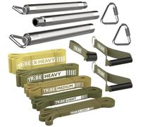 Long Resistance Bands for Working Out - Pull Up Assistance Bands Resistance Bands with Handles, Door Anchor - Stretch Bands for Exercise Bands Resistance Bands Set (Green Set with Bar)