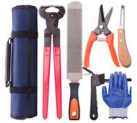 long river Hoof Tool Set for Horse(7Pcs) Horse Horses with Carrying Case Metal Scissors Farriers Hoof Tweezers Cutter Handle Knife Sturdy Materials Professional Hoof Trimming Tools