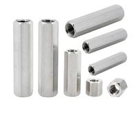 Long Rod Nut Hex Coupling, 304 Stainless Steel Spacing Screws Hex Coupling Nuts 200 Pcs M2-M6(10MM*M6)