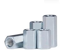 Long Rod Nut Hex Coupling, Hex Rod Coupling Nuts M6x10x(10-60) mm A3 Carbon Steel Galvanized Pack Of 20/50 pcs(M6x10x10 50pcs)