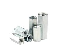 Long Rod Nut Hex Coupling, M5 M6 Hex Coupling Nuts Carbon Steel Galvanized 20 Pcs(M6x10x20mm)