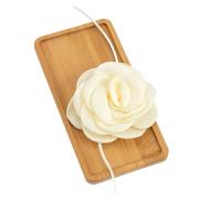 Long Rope Chains with Large Flower Choker Necklace for Women Black and White Romantic Fabric Collar on Neck Accessories(BEIGE)