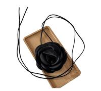 Long Rope Chains with Large Flower Choker Necklace for Women Black and White Romantic Fabric Collar on Neck Accessories(BIACK)
