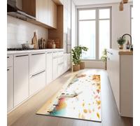 Long Runner Rugs for Hallway 40 x 120 cm, Autumn Windmills Wheat Fields Fallen Leaves Printed Non-slip Carpet Runners - Washable Entrance Kitchen Long Carpet for Hallway Stair Entryway Kitchen, Yellow