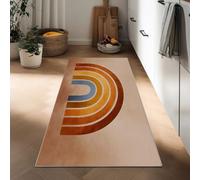 Long Runner Rugs for Hallway 50 x 140 cm, Retro Rainbow Semicircle Stripes Non Slip Hall Runner Carpets - Narrow Rugs Washable Bohemian Style Carpet for Hallway Stair Entryway Kitchen