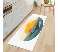 Long Runner Rugs for Hallway 80 x 120 cm, Cartoon Sea Boat Whale Non-slip Hall Runner Carpets - Narrow Rugs Washable Minimalist Style Carpet for Hallway Stair Entryway Kitchen