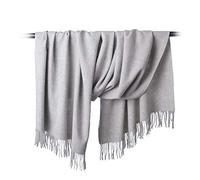 Long Scarf Lambswool 72.4" x 27.5" Made in Mongolia, 300g Thickens (Light gray)