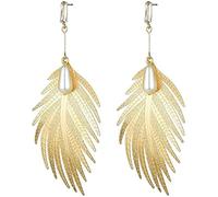 Long Section Dangle Earrings with Leaf Modeling of Charismatic Personality Female Convenient Handled