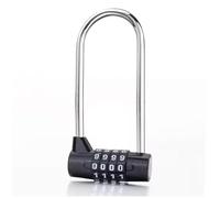 Long Shackle 4 Digit Combination Padlock - Outdoor Indoor Waterproof Lock with Resettable Code - Pad Lock for Bicycles, Gates, Mountain Bike, Gym, School, Shed & Lockers (Black Colour)