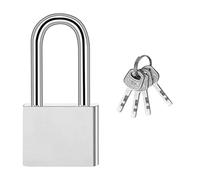 Long Shackle Padlock Lengthened Padlock 40mm/1.57Inch Heavy Duty Lock Waterproof Outdoor Padlock with Keys for Warehouses Doors Shed Gym Locker Bike Silver