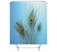 Long Shower Curtains for Throom, Folding Shower Curtain Polyester FTher Waterproof Corner Shower Curtain 90X180cm Blue