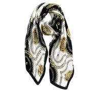 Long Silk Like Scarf Lightweight Satin Scarves Large Sunscreen Shawl Wrap for Women, 018.chains and Flowers Black, Large