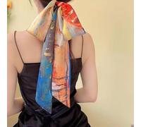 Long silk scarf headband for adults, long antique tie long strip print, long headband