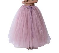 Long Skirt A-Line Elastic Waist Fairy Solid Color Layered Tutu Skirt Handmade Skirt Performance Skirt Women's Fashion Solid Color (g-Hot Pink, One Size)