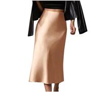 Long Skirts for Women UK Satin Bodycon Skirt Ladies HIPS-Wrapped Fishtail Skirt Solid High Waisted Maxi Mermaid Skirts Slim Fit Party Skirts Evening Dresses Casual Comfortable Summer Skirts Beige