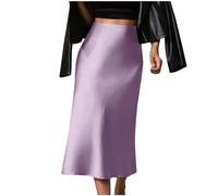 Long Skirts for Women UK Satin Bodycon Skirt Ladies HIPS-Wrapped Fishtail Skirt Solid High Waisted Maxi Mermaid Skirts Slim Fit Party Skirts Evening Dresses Casual Comfortable Summer Skirts Purple
