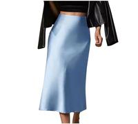 Long Skirts for Women UK Satin Bodycon Skirt Ladies Hips-Wrapped Fishtail Skirt Solid High Waisted Maxi Mermaid Skirts Slim Fit Party Skirts Evening Dresses Casual Comfortable Summer Skirts