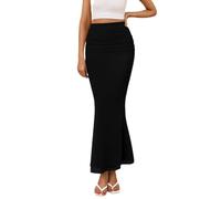 Long Skirts For Women Uk Summer Maxi Skirt Fashion Silky Smooth Fishtail Skirts Sexy Slimming Flared Dress Lightweight Floaty Ruffle Hem Maxi-Skirt Solid Color Stretchy Dresses For Evening Party