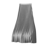 Long Skirts for Women UK,Women's Satin Pleated Skirt Elastic High Waisted Elegant Prom Party Skirts Long Length Evening Dresses Ladies Flowy Plain Maxi Skirt Plus Size Gray