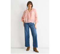 Long Sleeeves Tie Detail Ruffle Blouse Gini London Pink 10