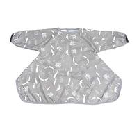 Long Sleeve Baby Bib, Attaches to Highchair, Waterproof & Portable (Gray Seaworld)