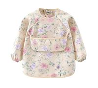 Long Sleeve Bib Waterproof, LED Weaning Feeding Smock, Large Feeding Apron with Soft Waterproof Material, Cooking with Compact Design, Heat Resistant Metal Grid, 6-36 Months